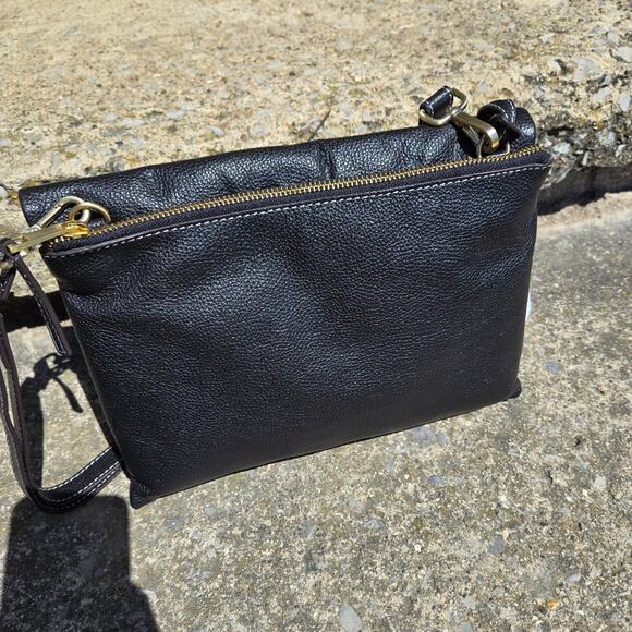 J Jill Crossbody bag Black Pebble Leather Purse - Picture 6 of 13